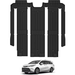 3W Floor Mat for Toyota Sienna 2021-2026 (Only for 7 Seat), TPE All Weather Custom Fit Floor Liner for Toyota Sienna 2nd and 3rd Row Car Liners(Not Fit 2025 2026 Platinum Edition)