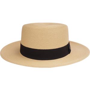 Pineapple&Star Deor Boater Straw Sun Hat Beach Fine Braid UPF50+ for Women Men (Medium, Beige_bk)