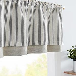 jinchan Striped Linen Valance Curtain Blackout Double Layer Valance for Windows 18 Inch Striped Print Farmhouse Rustic Window Treatment for Kitchen Living Room Bedroom 1 Panel Black on Beige jinchan Striped Linen Valance Curtain Blackout Double Layer Valance for Windows 18 Inch Striped Print Farmhouse Rustic Window Treatment for Kitchen Living Room Bedroom 1 Panel Black on Beige