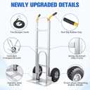 Aluminum Hand Truck Dolly Cart with 10" Pneumatic Tire,Hand Trucks Heavy Duty 600 LBS Capacity,Platform Hand Cart for Transport & Moving in Warehouse, Home, Office, Supermarket