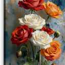 Rose Canvas Wall Art, Vintage Floral Pictures Wall Decor, 16x20 Inch