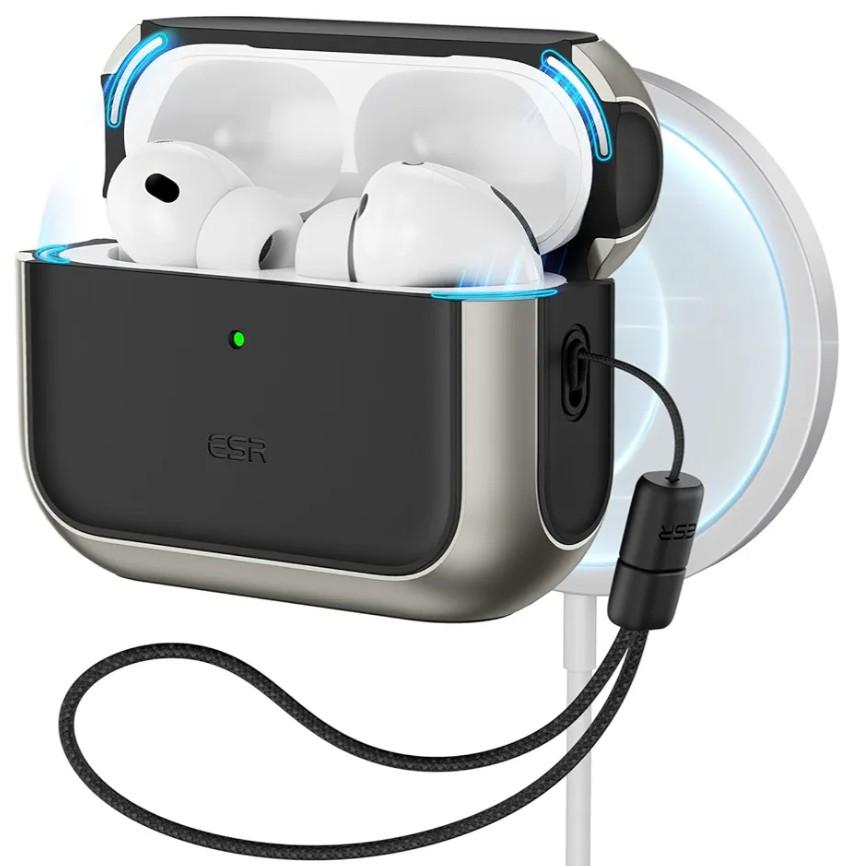 ESR for AirPods Pro 3 Case, Compatible with AirPods Pro 3rd Generation Case (2025), Compatible with MagSafe, Full Drop Protection Cover with Lanyard, Titanium