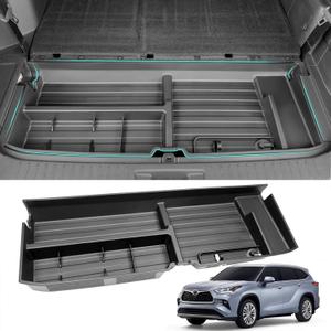 Hidden Trunk Organizer Compatible with 2020-2025 Toyota Highlander All Models (Not Grand Highlander), Anti-Theft Car Storage Solution, Under Cargo Floor Spare Tire Privacy Storage Box