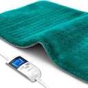 Boncare LCD Digital Control 12 x 24 Heating Pad for Cramps and Back Pain Relief with Auto Shut Off Large Size 6 Temperature Settings 6 Timers Super Soft Velvet Moist/Dry Hot Heat Pad (Green)