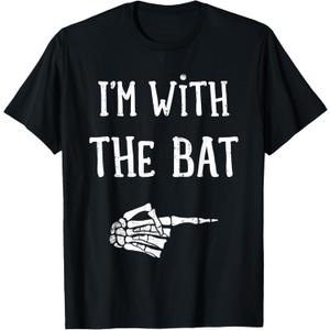 I'm with The bat Funny Matching Couple Costume Halloween T-Shirt, S