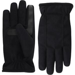 isotoner Men's Water Repellent Dual Lined Microfiber Touchscreen Gloves (X-Large, Black)