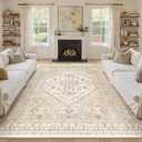 Zesthome 8x10 Area Rugs for Living Room, Non-Slip Backing Washable Rugs, Vintage Large Area Rug Stain Resistant Home Decor Rug (Cream/Beige)