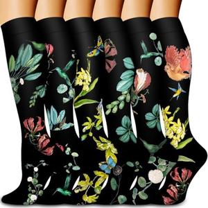 Compression Socks for Women & Men Circulation (6 Pairs) 15-20 mmHg is Best Support for Athletic Running,Nurse L-XL