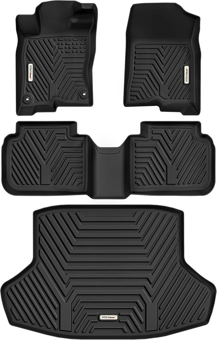 YITAMOTOR Floor Mats &Trunk Mat Fit for 2026-2022 Honda Civic Sedan / 2026-2023 Acura Inte TPE All Weather Car Floor Liners Accessories, 1st & 2nd Row & Trunk Liner,Black (Not for Hatchback & Hybrid)