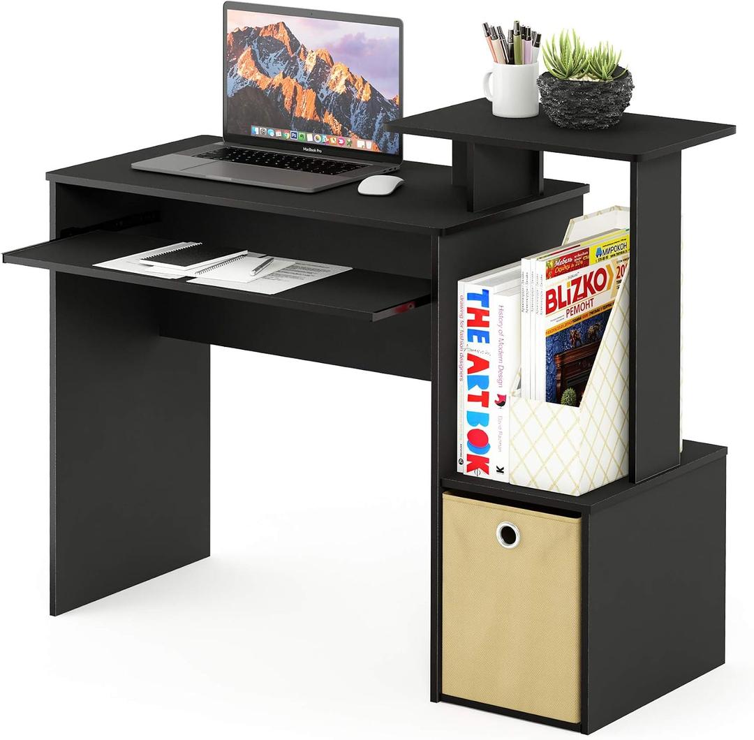 Furinno Econ Multipurpose Home Office Computer Writing Desk, Black/Brown, Compact