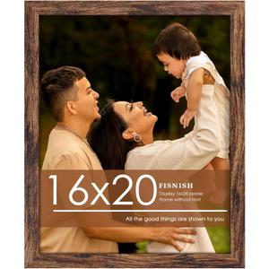 16x20 Picture Frame, Classic Brown 16 x 20 Poster Frame for Horizontal or Vertical Wall Mounting, 1 Pack