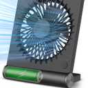 Small Desk Fan, Rechargeable USB Fan Battery Operated, Ultra Quiet, Strong Wind, 3 Speeds Travel Fans (Black)