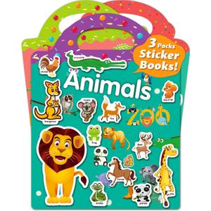 Reusable Sticker Book for Toddlers, Stickers for Kids, Toddler Sticker Book, Toddler Craft Activities, Toddler Travel Toys Ages 3 and Up Boy Girl Easter Basket Stuffers Birthday Gifts