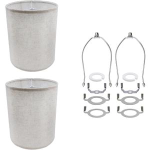 Drum Lampshades Set of 2, Fabric Lampshade for Table Floor Lamps, Medium Lampshades 9.84"x9.84"x11.81"