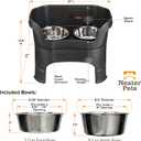 Neater Feeder Deluxe Mess-Proof Elevated Dog Bowls for Large Dogs (40+ lbs), 2 Height Adjustable (14.5 & 17.5) No-Spill Raised Dog Bowl Stand, Stainless Steel Food Bowl Set, Made in USA, Black