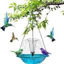 warmow Hanging Bird Bath Fountain, Outdoor Water Fountain, Hanging Bird Bath with Water for Outdoors Garden Patio Backyard Lawn Decor (USB-Powered Single-Layer, Blue)