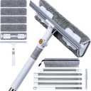 CTIME 80" Window Washing Kit with Extension Pole : Professional Window Cleaner Tool | Window Cleaning Squeegee Kit for High/Outdoor/Glass & Bathroom Surfaces with Storage Bag + 5 Microfiber Cloths