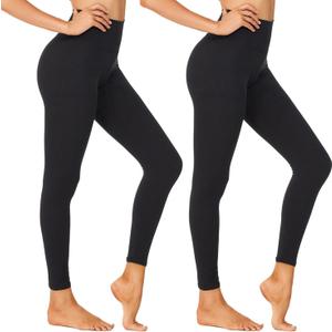 NexiEpoch High Waisted Leggings for Women - Black Tummy Control Compression Soft Yoga Pants for Workout Reg & Plus Size (Large-X-Large, 2 Pack Black)