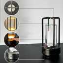 Portable Metal Table Lamp for Indoor/Outdoor ,Rechargeable Cordless LED Lamp, 3-Colour Infinitely Dimming Battery Powered Small Desk Lamp, Restaurant/Bedroom/Bar/Coffee Shop/Camping Light (Black)