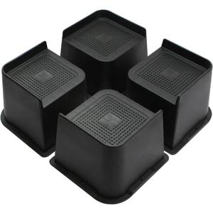 Bed Risers 2 inch, 3 inch, 4 inch, 6 inch or 8 inch Heavy Duty Furniture Risers, Up to 6000 Lbs L Shaped Design Bed Lifts Blocks for Couch Desk Sofa Table (Black, 4 Inch 4 Pack)