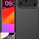 for iPhone 17 Pro Leather Case with Ai Camera Control Button Compatible with Magsafe, Top Grain Leather, Slim Fit Shockproof, Metal Buttons & Camera Bump Frame Protective Cover Black