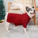 Dog Sweater Turtleneck Pullover Cable Knit for Boys Girls Medium Dogs Frenchie Dachshund Corgi Beagle Winter Stretch Clothes Long Sleeves (M, Red)
