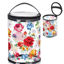 Beach Gifts Heavy Duty Clear Lotion Toiletry Bags for Travel Sunscreen Makeup Cosmetic Pouch Cylinder Bag Waterproof Portable Trip Bag with Handle Zipper(Flowers)