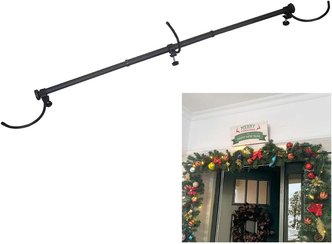 Christmas Front Door Garland Hanger for Single Door Frame No Nails or Screws Adjustable Width Heavy Halloween Christmas Decoration Holder for Wreath Fits 35"-45" Doors