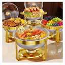 Chafing Dishes for Buffet with Glass Lid, 6.5QT 4 Pack Round ,GoldLarge Capacity, Rolled-edge, Stainless Steel Buffet Servers and Warmers, Food Warmers for Parties, Weddings, Catering