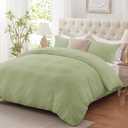 Cozyide Green Twin Duvet Cover, 2 Pieces Bedding Duvet Covers, Soft Breathable Seersucker Duvet Cover Set with Zipper Closure and Corner Ties (1 Duvet Cover 68"x90" + 1 Pillow Sham 20"x26")
