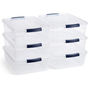 Rubbermaid Cleverstore 17 Quart Clear Latching Waterproof Stackable Airtight Storage Containers with Durable Latching Lids (6 Pack) (17 Qt - 6 Pack)