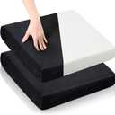 2 Pcs Large Memory Foam Seat Cushion 18 x 16 x 3 Inch Breathable Chair Pad Cushions Comfortable Wheelchair Chair Pillow with Washable Cover for Desk Car Office Back Pain Relief Coccyx Cushion (Black)