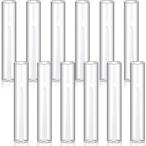 Treela 6 Pcs 2.5" W x 14" H Hurricane Candle Holder Sleeve Bottomless Glass Cylinder Candleholder Sleeve Tall Candle Glass Cover Clear Open Ended Shade Chimney Tube Cover for Pillar Taper Lamp