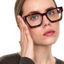 livho Oversized Eyewear Frame for Woman and Men - Rectangle Fashion Glasses for Computer, Chic Preppy Frame