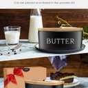 Butter Dish with Lid: Large Butter Dish for Countertop - Ceramic Butter Keeper Container with Knife and High Quality - Silicone Sealing Butter Box for Home Decor Good Kitchen Gift Black