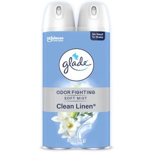 Glade Air Freshener Room Spray, Clean Linen Scent, Odor Fighting to Deliver Long Lasting Freshness, 8 Oz, 2 Count