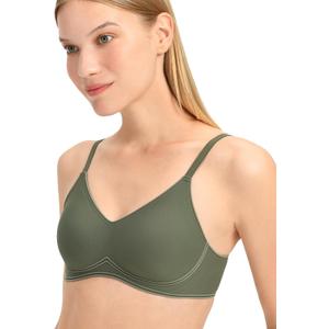 Wireless Bras Full Coverage Supportive Minimizer Bra Smooth Comfort T-Shirt Sleep Bras No Underwire (Green, S)