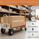 Aluminum 4 in 1 Convertible Hand Truck Dolly, 1000Lbs Capacity, Heavy Duty Folding Hand Truck Dolly Cart with Wheels 10" All-Terrain Tires, Hand Trucks for Logistics, Moving Home, Shopping, Office
