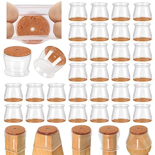 32 Pcs VIUME Chair Leg Floor Protectors for Hardwood Floors Silicone Covers to Protect Wood Tile Floors Scratches Felt Pads Furniture Leg Caps Reduce Noise (Fit:1.3"-2")