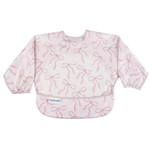 Tiny Twinkle Long Sleeve Bib for Babies & Toddlers | Waterproof Smock Bib for Eating | Machine Washable & Mess-Proof Feeding Essentials | Newborn Shower Gift (Bows, Small 6-24 Months)