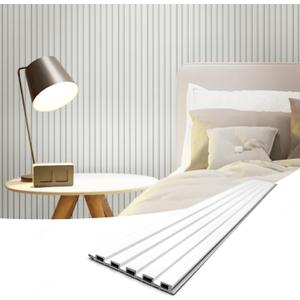 Art3d Slat Wall Panels, WPC Soundproof 3D Wall Paneling for Interior Wall Decor, TV Background, 8-Pack 96 x 6 in. Off-White