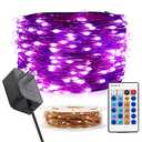 RUICHEN Dimmable String Lights Plug in 66 Ft 200 LED Copper Wire Fairy Lights with Remote, Purple