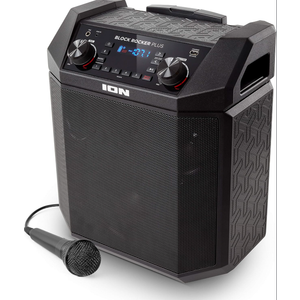 ION Block Rocker XL - Portable Bluetooth Outdoor Party Speaker, 220W, with Karaoke Microphone, Battery, 5 Speakers, Lights, Radio, USB Charging & App 