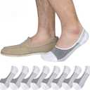 JORMATT Genuine Mens No Show Socks, Loafer Sneakers Low Cut Cotton Socks With Non Slip Grips (6-10, White,8 Pairs)