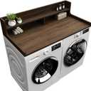 Washer Dryer Countertop, 54" x 27.55" 2-Tier Washer Dryer Topper with Edge, for Laundry Room Organization Walnut Brown