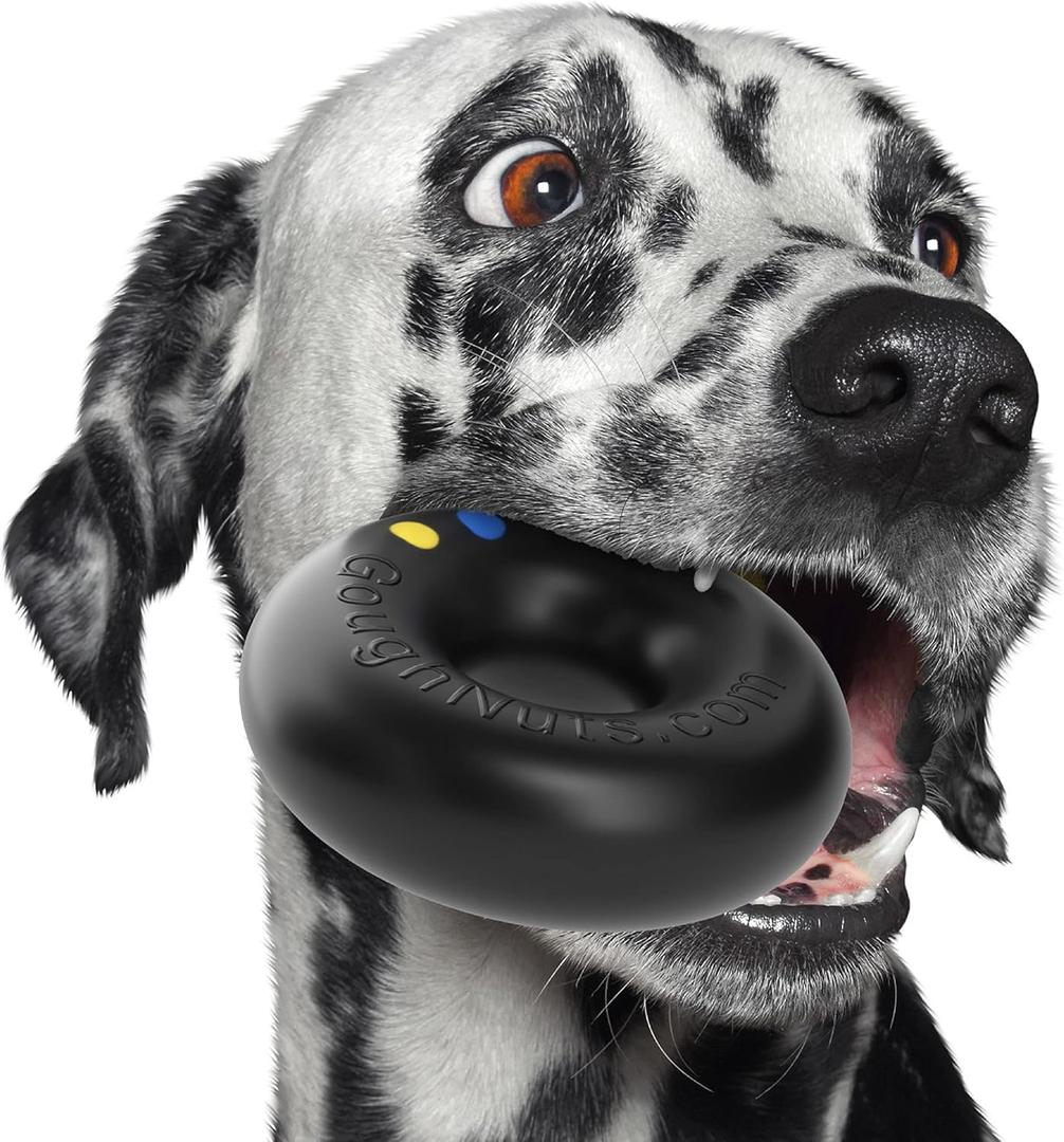 Goughnuts  Dog Toys for Aggressive Chewers | Virtually Indestructible Dog Toys for Medium Breeds Such as Pit Bulls | Heavy Duty Dog Toy | Black (Medium, 30-70 Lbs (Original Size), Toughest HD Pro 50)