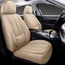Coverado Car Seat Covers Full Set, Car Seat Protector Waterproof, Nappa Leather Car Seat Cushion, Beige Seat Covers for Cars, Front Seats and Back Universal Fit for Most Cars