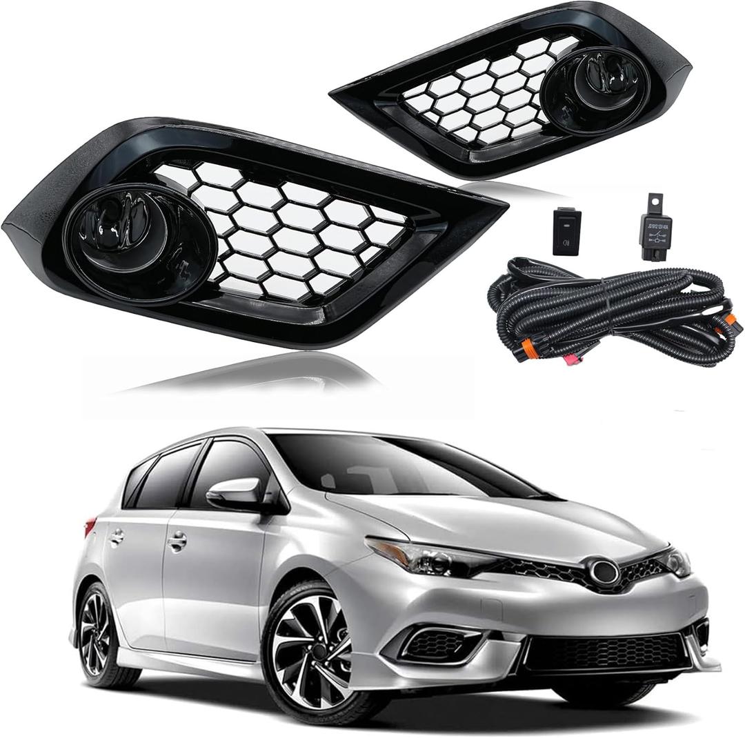 Fog Lights Clear Lens For 2016 Scion iM/ 2017-2018 Toyota Corolla iM | H11 12V 55W Halogen Bulb Front Driving Lamps |Switch and Wiring Kit |81220-06070;81220-0D041 (Clear Lens)