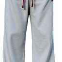 GORGLITTER Men's Wide Leg Sweatpants Baggy Sweatpants Y2k Plaid Elastic Waist Joggers Track Pants Trousers Streetwear (Gray, XL)