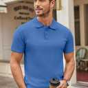 COOFANDY Mens Knit Polo Shirts Casual Short Sleeve Button Down Polo Shirt Classic Golf Shirts, S